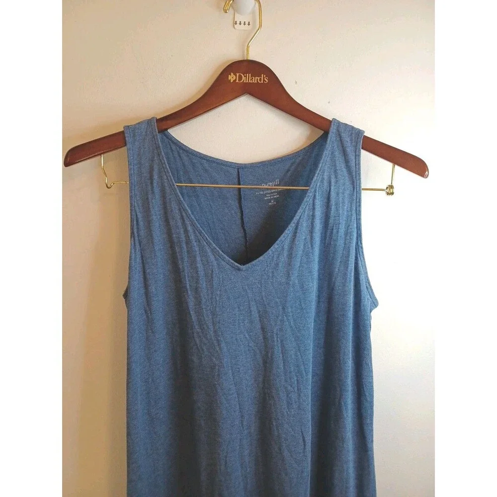 Pure J. Jill Tie Dyed Maxi Dress M Petite Blue Sleeveless Pullover Tank V Neck - Picture 4 of 9